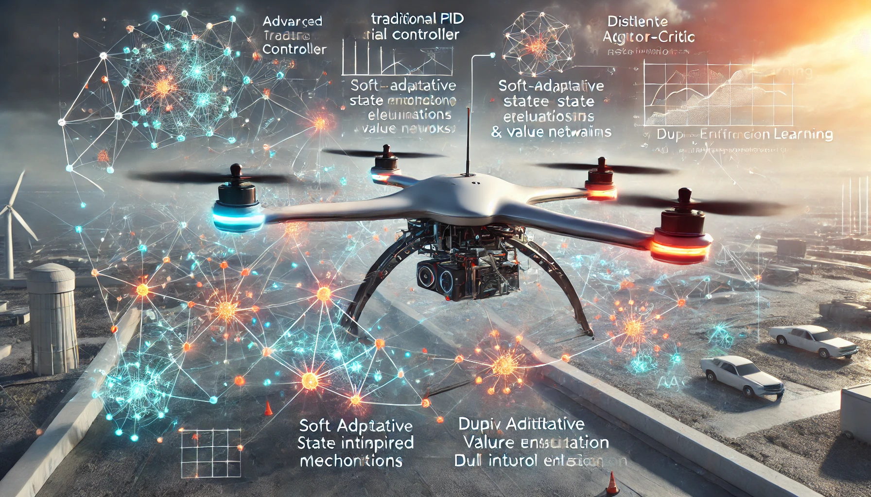 Soft Actor Critic with Inhibitory Networks for Retraining UAV Controllers Faster